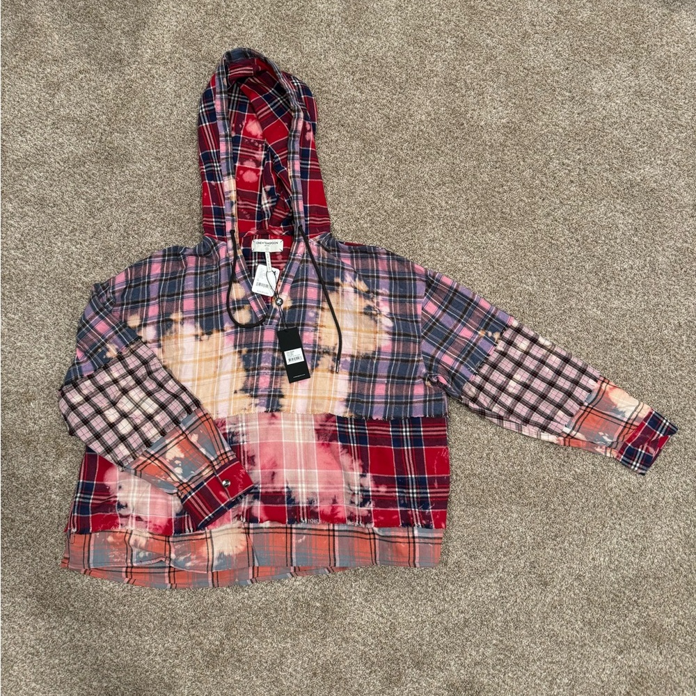 Free People x OneTeaspoon Split Flannel Hooded Top